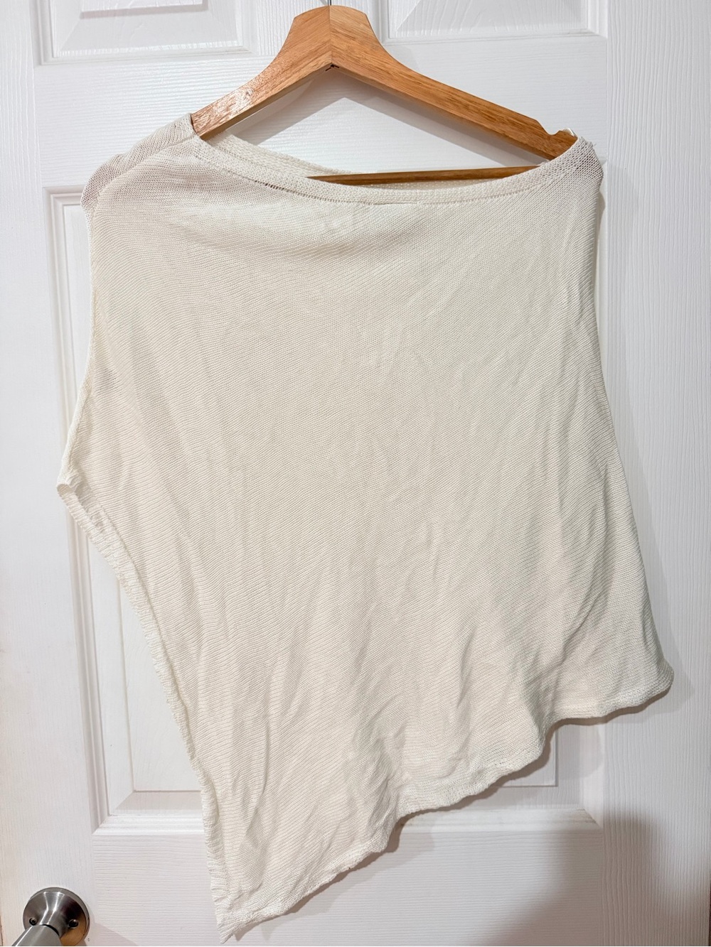Lightweight Cream Asymmetrical Knit Poncho Top